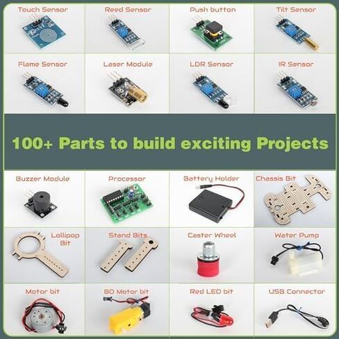 Butterfly Edufields 10in1 STEM Robotics Kit for Kids 8-12-14, Robot Kit for 8-10, Electronics for Kids 8-12, Engineering Kits for Kids Age 8-12, Science Kits for Kids Age 12-14, Circuit Board for Kids in Kuwait
