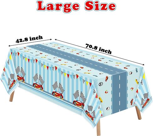 3PCS Racing Car Party Tablecloth Decoration Checkered Flag Race Car Disposable Plastic Rectangular Table Covers for Kids Boys Birthday Racing Car Party Baby Shower Decor Supplies, 54X108inch in Saudi Arabia