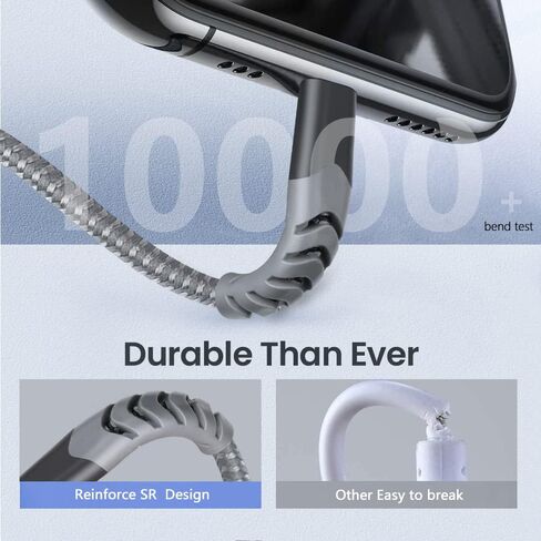 كابل لايتنينج لشاحن iPhone 3 حزم 3أقدام، [معتمد من Apple MFi] لكابل شاحن Apple USB إلى كابل Lightning للشحن السريع، سلك شاحن iPhone مجدول من النايلون in Kuwait