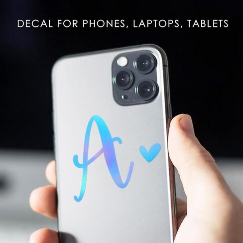 Set of 3 Single Letter Decal, Letter with Heart, Tumbler Decal, Monogram Vinyl Decal, Single Letter Monogram, Holographic Initials Decal, Car Decal, Cup Vinyl Sticker (E + Heart) in Kuwait