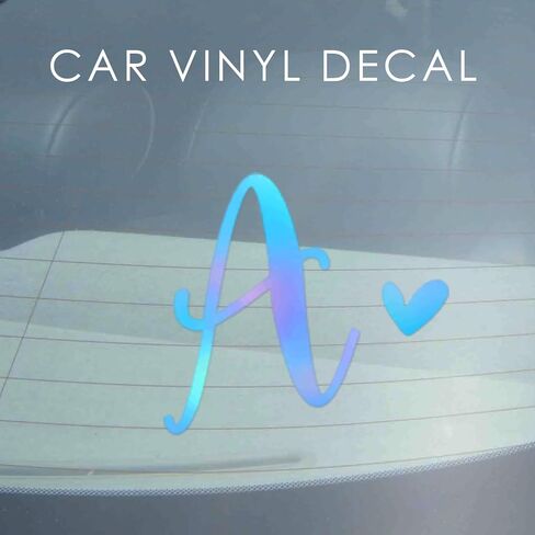 Set of 3 Single Letter Decal, Letter with Heart, Tumbler Decal, Monogram Vinyl Decal, Single Letter Monogram, Holographic Initials Decal, Car Decal, Cup Vinyl Sticker (E + Heart) in Kuwait