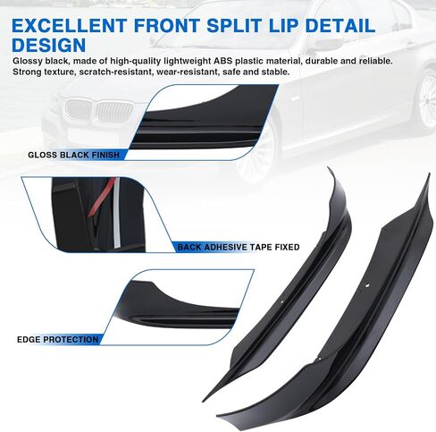 MotorFansClub Front Bumper Lip Splitter Fit for BMW E90 Sedan 328i 335 2009 2010 2011 Front Splitter Lip Glossy Black in Saudi Arabia