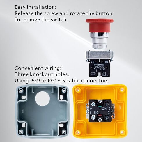 Red Sign Emergency Stop Switch 600V 10A with Box (1NO1NC, 1) in Saudi Arabia