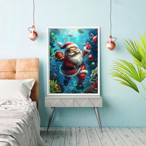 reofrey diy الماس مجموعات الفن للبالغين عيد الميلاد يوليو، سانتا كلوز الحفر الكامل جولة حجر الراين الماس الفن اللوحة الملحقات، عبر غرزة التطريز قماش للحرف ديكور الحائط 30x40cm in Saudi Arabia