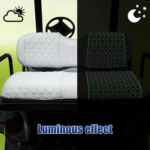 NOKINS Golf Cart Seat Covers for Club Car DS/Club Car Precedent/EZGO TXT/EZGO RXV/Yamaha OEM Ordinary Rear Seat Cushion, Backrest Vinyl Leather Glow Seat Cover, Litte Diamond White Luminous Seat Cover in Saudi Arabia