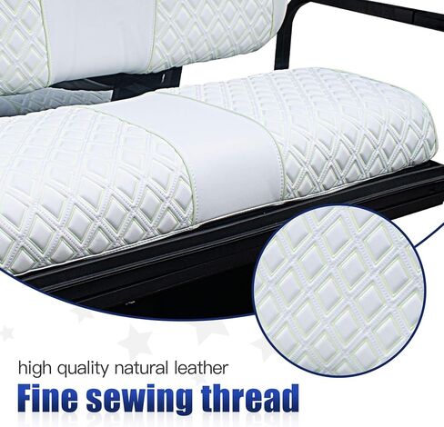 NOKINS Golf Cart Seat Covers for Club Car DS/Club Car Precedent/EZGO TXT/EZGO RXV/Yamaha OEM Ordinary Rear Seat Cushion, Backrest Vinyl Leather Glow Seat Cover, Litte Diamond White Luminous Seat Cover in Saudi Arabia