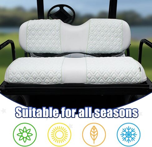 NOKINS Golf Cart Seat Covers for Club Car DS/Club Car Precedent/EZGO TXT/EZGO RXV/Yamaha OEM Ordinary Rear Seat Cushion, Backrest Vinyl Leather Glow Seat Cover, Litte Diamond White Luminous Seat Cover in Saudi Arabia