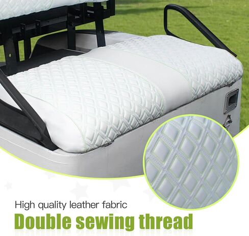 NOKINS Golf Cart Seat Covers for Club Car DS/Club Car Precedent/EZGO TXT/EZGO RXV/Yamaha OEM Ordinary Rear Seat Cushion, Backrest Vinyl Leather Glow Seat Cover, Litte Diamond White Luminous Seat Cover in Saudi Arabia