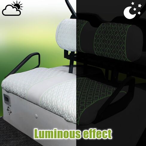 NOKINS Golf Cart Seat Covers for Club Car DS/Club Car Precedent/EZGO TXT/EZGO RXV/Yamaha OEM Ordinary Rear Seat Cushion, Backrest Vinyl Leather Glow Seat Cover, Litte Diamond White Luminous Seat Cover in Saudi Arabia