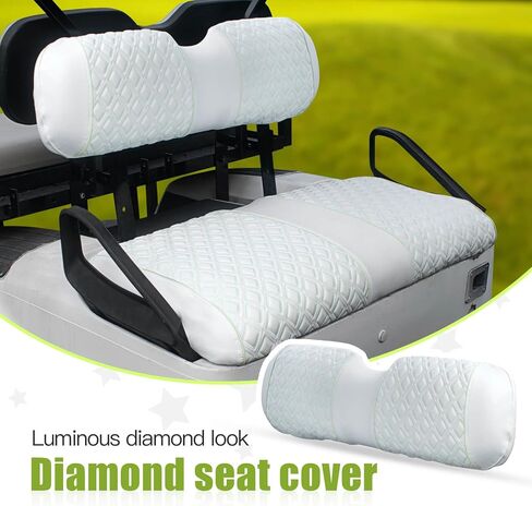 NOKINS Golf Cart Seat Covers for Club Car DS/Club Car Precedent/EZGO TXT/EZGO RXV/Yamaha OEM Ordinary Rear Seat Cushion, Backrest Vinyl Leather Glow Seat Cover, Litte Diamond White Luminous Seat Cover in Saudi Arabia