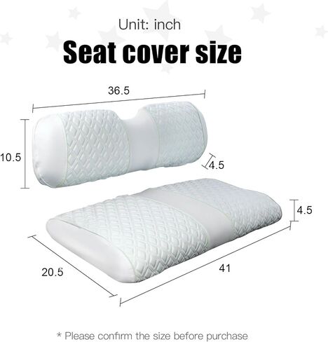 NOKINS Golf Cart Seat Covers for Club Car DS/Club Car Precedent/EZGO TXT/EZGO RXV/Yamaha OEM Ordinary Rear Seat Cushion, Backrest Vinyl Leather Glow Seat Cover, Litte Diamond White Luminous Seat Cover in Saudi Arabia