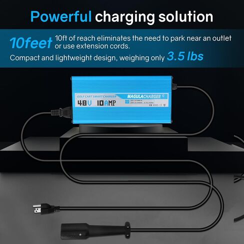 شاحن بطارية عربة الجولف 48V10A من أجل Yamaha G29 Drive & Drive 2 عربات جولف. شاحن عربة جولف 48 فولت - قابس أوراق 3 سنون. شاحن ذكي 10 أمبير مع شحن هزيل. in Kuwait