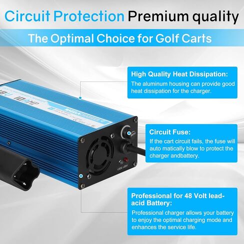شاحن بطارية عربة الجولف 48V10A من أجل Yamaha G29 Drive & Drive 2 عربات جولف. شاحن عربة جولف 48 فولت - قابس أوراق 3 سنون. شاحن ذكي 10 أمبير مع شحن هزيل. in Kuwait
