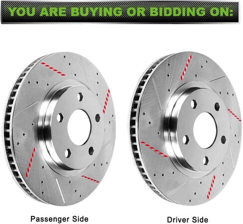 SCITOO Brakes Rotors 2pcs Front Drilled Slotted Discs Brakes Kit fit for Cadillac Escalade ESV XTS,for Chevy Avalanche Express Silverado Suburban 1500 Tahoe,for GMC Savana Sierra Yukon XL 1500 in Saudi Arabia