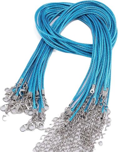Decoendiy 50pcs Colorful Waxed Necklace Cord Rope, 1.5mm 20'' Adjustable Necklace String Chain with Lobster Claw Clasp for Pendants DIY Jewelry Making, Braided Waist Chain Body Chain (Army Green) in Saudi Arabia