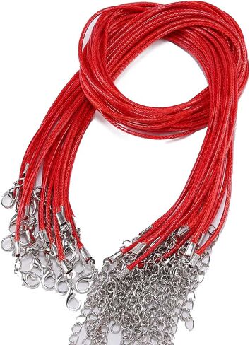 Decoendiy 50pcs Colorful Waxed Necklace Cord Rope, 1.5mm 20'' Adjustable Necklace String Chain with Lobster Claw Clasp for Pendants DIY Jewelry Making, Braided Waist Chain Body Chain (Army Green) in Saudi Arabia