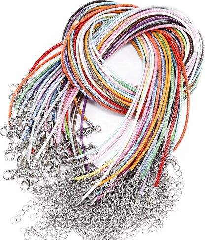 Decoendiy 50pcs Colorful Waxed Necklace Cord Rope, 1.5mm 20'' Adjustable Necklace String Chain with Lobster Claw Clasp for Pendants DIY Jewelry Making, Braided Waist Chain Body Chain (Army Green) in Saudi Arabia
