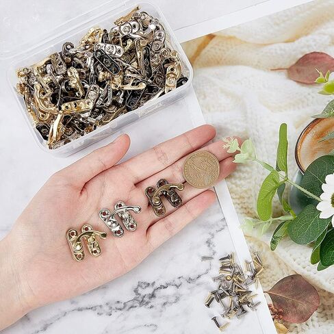 OLYCRAFT 60PCS Antique Right Latch Hook Hasp Wood Jewelry Box Latch Hook Clasp 3-Color Swing Arm Lock Clasp with Replacement 60pcs Screws for Jewelry Box Cabinet - Antique Bronze, Gold, Platinum in Saudi Arabia