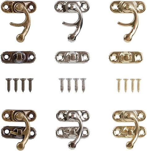 OLYCRAFT 60PCS Antique Right Latch Hook Hasp Wood Jewelry Box Latch Hook Clasp 3-Color Swing Arm Lock Clasp with Replacement 60pcs Screws for Jewelry Box Cabinet - Antique Bronze, Gold, Platinum in Saudi Arabia