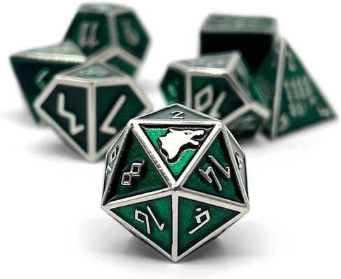 مجموعة Norse Foundry مكونة من 7 قطع من سلسلة Rust Monster Norse نرد متعدد السطوح معدني بالكامل ألعاب الرياضيات RPG DND Pathfinder in Kuwait
