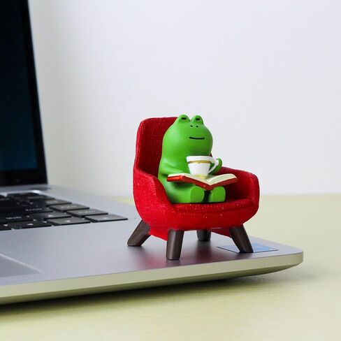 Miniature Frog Figurines - Funny Frog Sculpture for Shelf, Desk Decoration - Frog Desk Accessories - Perfect Cute Frog Gift for Frog Lovers（Rocking Chair） in Saudi Arabia