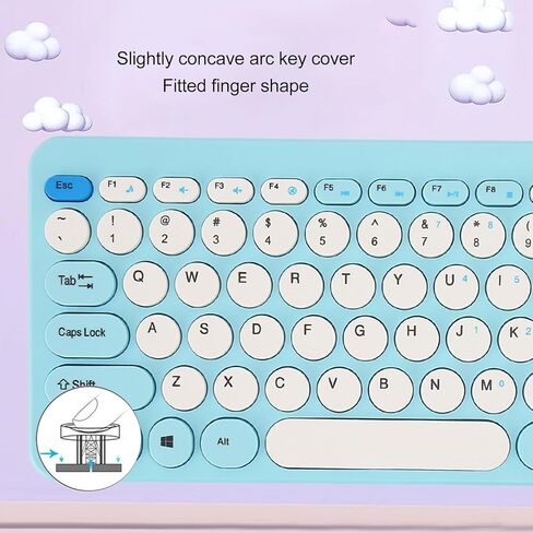 Keyboard and Mouse Combo, Cute Retro Typewriter Keyboard with Round Key, 78 Keys, USB Cute Mouse for Desktop, Laptop and Computer (Black) in Saudi Arabia