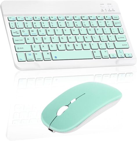 Rechargeable Bluetooth Keyboard and Mouse Combo Ultra Slim for Samsung Galaxy S22 S23 5G and All Bluetooth Enabled Android/PC-Baby Pink Keyboard with Baby Pink RGB LED Mouse in Kuwait
