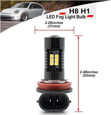 مصابيح الضباب NSLUMO H8 H11 LED لـ 2015-2020 VW Golf Jetta Beetle Passat Tigu'an Touareg Atlas 6500K زينون أبيض فائق السطوع بدون مروحة حجم صغير H16 H8LL مجموعة مصابيح القيادة الخفيفة in Saudi Arabia