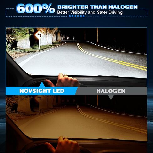 مصابيح LED NOVSIGHT 9012 360 درجة، 600% فائقة السطوع 22000LM 120W 9012 لمبة LED للضباب، 6500K توصيل وتشغيل أبيض بارد، حزمة من 2 in Kuwait