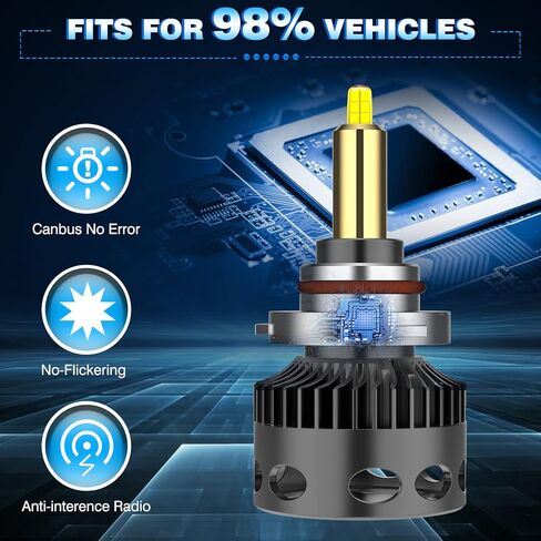 مصابيح LED NOVSIGHT 9012 360 درجة، 600% فائقة السطوع 22000LM 120W 9012 لمبة LED للضباب، 6500K توصيل وتشغيل أبيض بارد، حزمة من 2 in Kuwait
