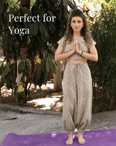 Harem Pants with Pockets - High Waist Yoga Pants for Women - Handmade 100% Organic Cotton in Saudi Arabia