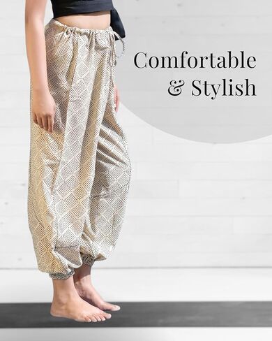 Harem Pants with Pockets - High Waist Yoga Pants for Women - Handmade 100% Organic Cotton in Saudi Arabia