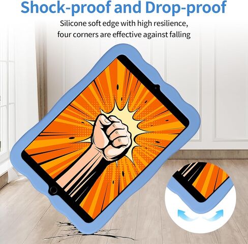 حافظة لجهاز iPad الجيل الخامس والسادس Pro 9.7 لجهاز iPad Air 1/2 مع واقي شاشة وحامل كرتوني وحبل لطيف من السيليكون لكامل الجسم واقٍ للكمبيوتر اللوحي للأطفال الأولاد باللون الأزرق in Kuwait