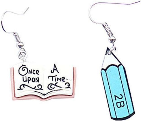 Creative Blackboard Book Pencil Ruler Dangle Earrings Funny Asymmetric Back to School Earrings for Women Girls Student Teacher Graduation Jewelry Gifts in Saudi Arabia