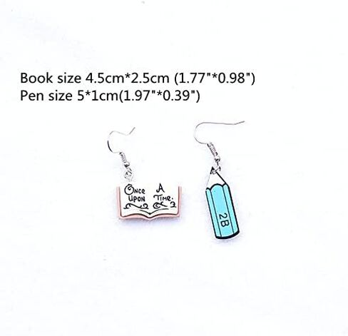 Creative Blackboard Book Pencil Ruler Dangle Earrings Funny Asymmetric Back to School Earrings for Women Girls Student Teacher Graduation Jewelry Gifts in Saudi Arabia
