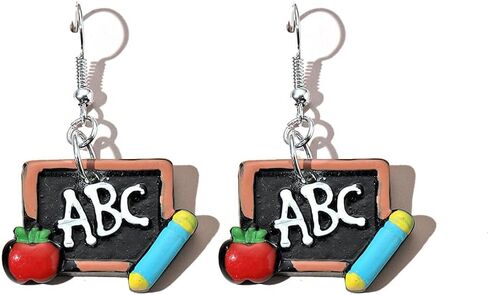 Creative Blackboard Book Pencil Ruler Dangle Earrings Funny Asymmetric Back to School Earrings for Women Girls Student Teacher Graduation Jewelry Gifts in Saudi Arabia