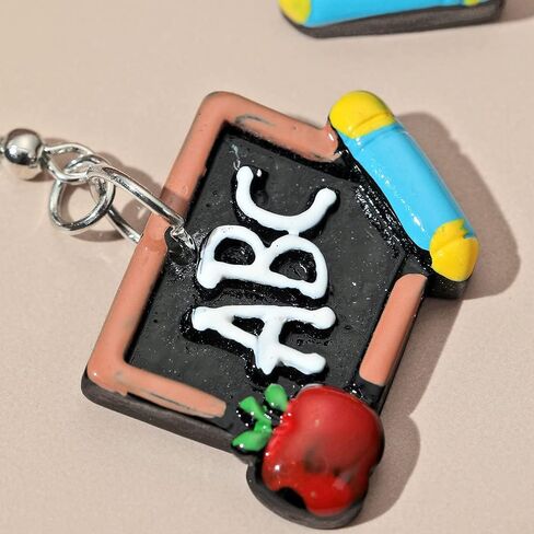 Creative Blackboard Book Pencil Ruler Dangle Earrings Funny Asymmetric Back to School Earrings for Women Girls Student Teacher Graduation Jewelry Gifts in Saudi Arabia