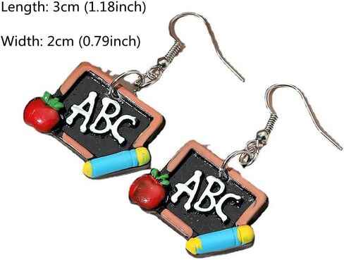 Creative Blackboard Book Pencil Ruler Dangle Earrings Funny Asymmetric Back to School Earrings for Women Girls Student Teacher Graduation Jewelry Gifts in Saudi Arabia