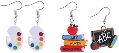 Creative Blackboard Book Pencil Ruler Dangle Earrings Funny Asymmetric Back to School Earrings for Women Girls Student Teacher Graduation Jewelry Gifts in Saudi Arabia