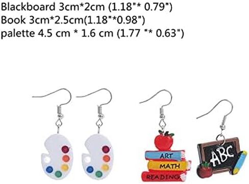 Creative Blackboard Book Pencil Ruler Dangle Earrings Funny Asymmetric Back to School Earrings for Women Girls Student Teacher Graduation Jewelry Gifts in Saudi Arabia