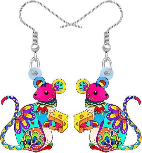 Acrylic Cute Mouse Earrings Dangle Drop Charms Anime Rat Gifts for Women Girls Rats Lovers Jewelry in Saudi Arabia