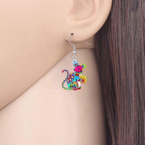 Acrylic Cute Mouse Earrings Dangle Drop Charms Anime Rat Gifts for Women Girls Rats Lovers Jewelry in Saudi Arabia