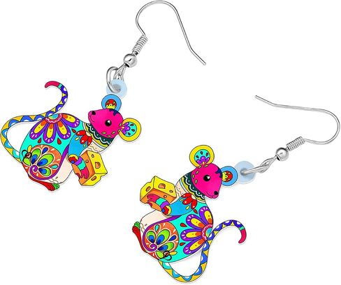 Acrylic Cute Mouse Earrings Dangle Drop Charms Anime Rat Gifts for Women Girls Rats Lovers Jewelry in Saudi Arabia