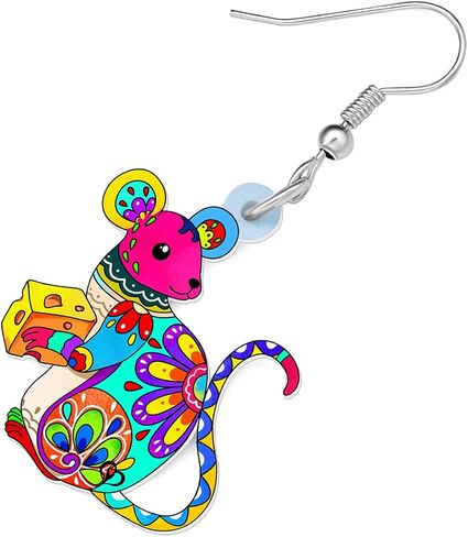 Acrylic Cute Mouse Earrings Dangle Drop Charms Anime Rat Gifts for Women Girls Rats Lovers Jewelry in Saudi Arabia