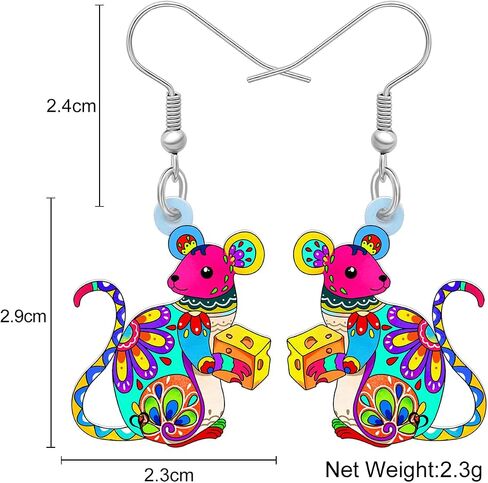 Acrylic Cute Mouse Earrings Dangle Drop Charms Anime Rat Gifts for Women Girls Rats Lovers Jewelry in Saudi Arabia