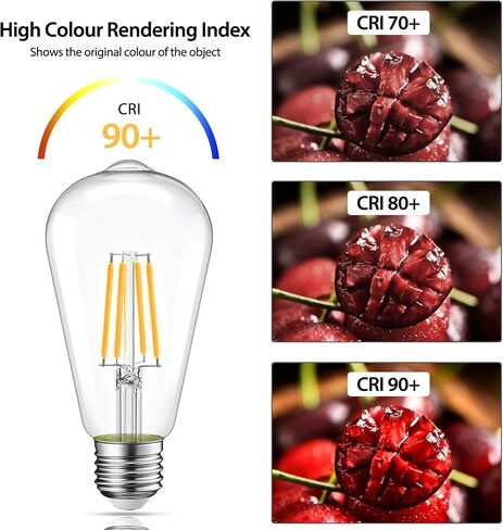 6 Packs ST58 LED Edison Bulbs, 4 Watt Vintage Light Bulbs Equivalent to 40 Watts, 2700K Warm White Antique Decorative Light Bulbs, 90+ CRI, 480 Lumens E26 Base LED Bulbs, Clear Glass, Dimmable in Saudi Arabia