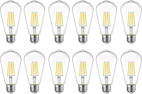 6 Packs ST58 LED Edison Bulbs, 4 Watt Vintage Light Bulbs Equivalent to 40 Watts, 2700K Warm White Antique Decorative Light Bulbs, 90+ CRI, 480 Lumens E26 Base LED Bulbs, Clear Glass, Dimmable in Saudi Arabia