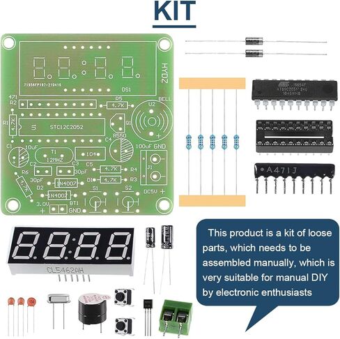 4 بت ساعة إلكترونية رقمية لتقوم بها بنفسك مجموعات MCU ساعة رقمية PCB لحام ممارسة مجلس أجزاء الساعة مكونات للمناهج الدراسية ممارسة اللحام in Kuwait