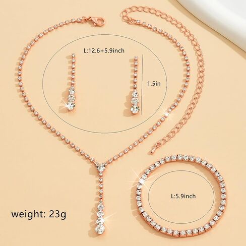 CSIYANJRY99 Prom Jewelry Sets Rhinestone Crystal Bride Statement Choker Necklace Bracelet Earrings Set for Party Wedding Jewelry Sets for Brides Bridesmaid for Prom Dresses 2024 in Saudi Arabia