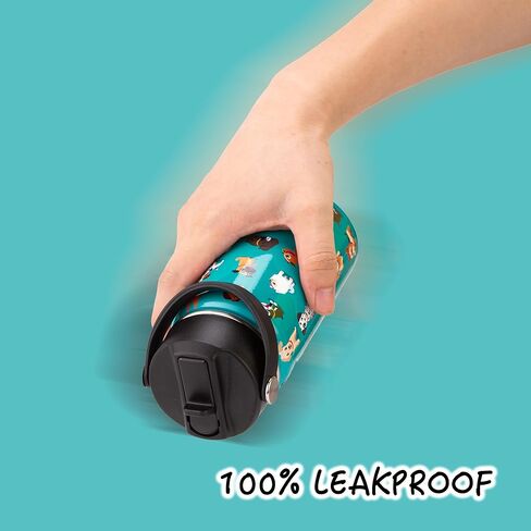 زجاجة مياه معزولة للأطفال، عبوتين من زجاجات المياه بسعة 12 أونصة مع قش قلاب ومقبض كبير، 18/8 من الفولاذ المقاوم للصدأ، هدايا للأطفال الأولاد والبنات إلى رياضات السفر المدرسية، غسيل يدوي فقط، أزرق وأسود in Kuwait